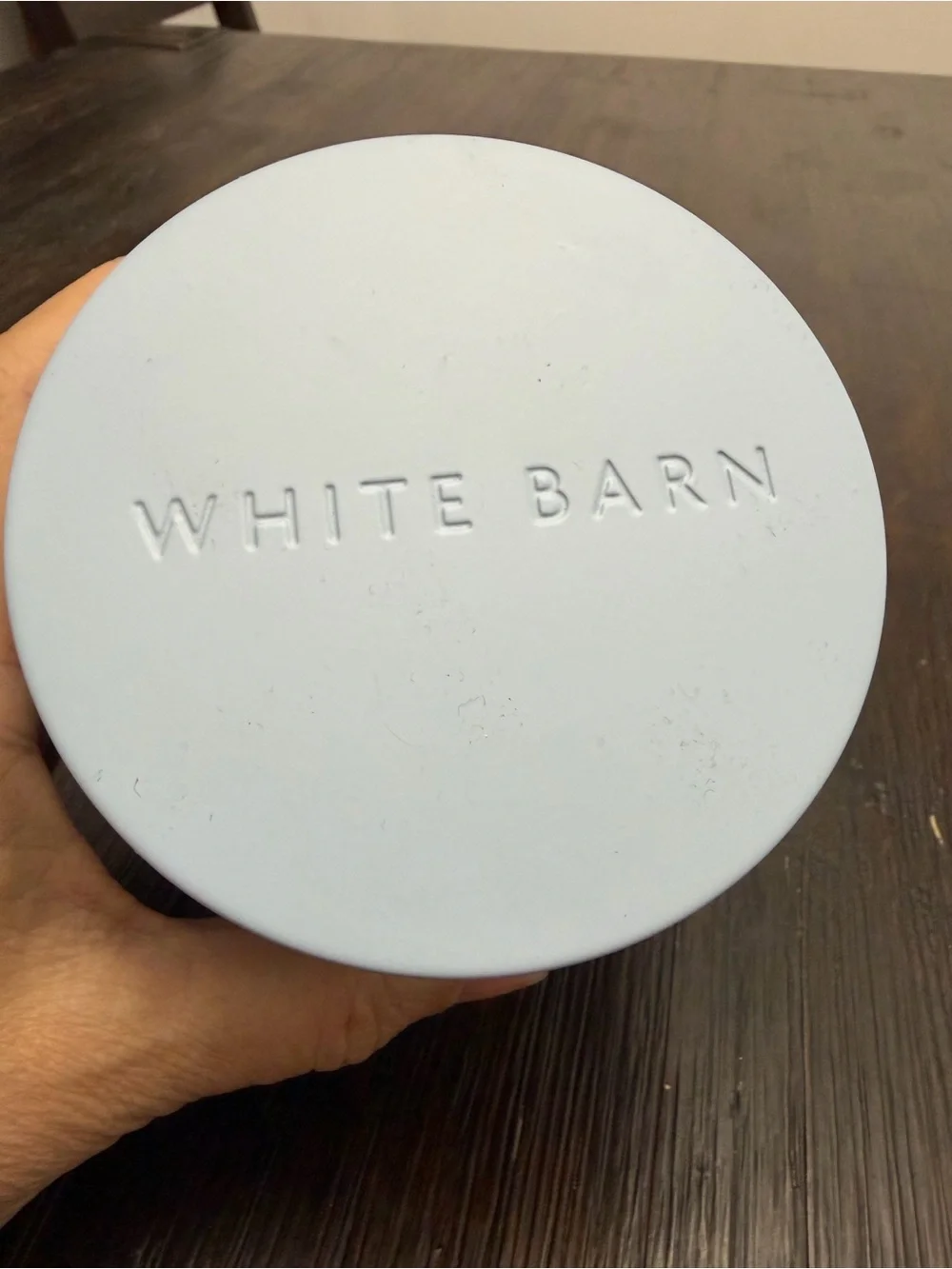 White Barn Sun-Drenched Linen Candle - Pale Blue Jar